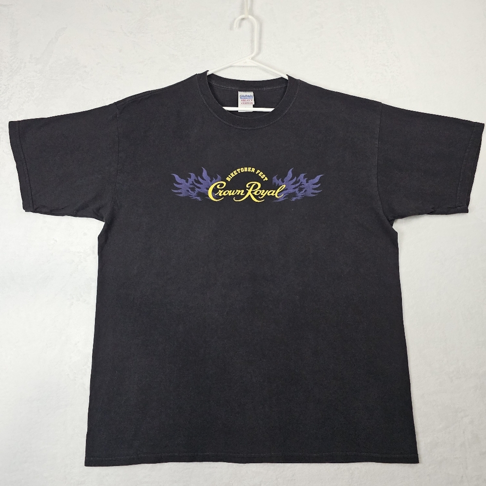 Vintage Crown Royal Biketoberfest Shirt Mens XL Black Y2K Biker Motorcycle Tee